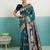 Teal banarasi art silk blend zari woven saree with unstitched blouse piece