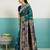 Teal banarasi art silk blend zari woven saree with unstitched blouse piece