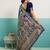 Teal banarasi art silk blend zari woven saree with unstitched blouse piece