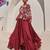 Wine embroidered satin chiffon gown