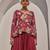 Wine embroidered satin chiffon gown