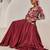 Wine embroidered satin chiffon gown
