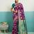 Purple banarasi art silk blend zari woven saree with unstitched blouse piece