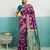 Purple banarasi art silk blend zari woven saree with unstitched blouse piece