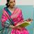 Magenta banarasi art silk blend zari woven saree with unstitched blouse piece