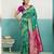Turquoise banarasi art silk blend zari woven saree with unstitched blouse piece