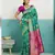 Turquoise banarasi art silk blend zari woven saree with unstitched blouse piece