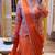 orange embroidery chinon silk ready to wear saree