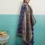 Navy blue banarasi art silk blend zari woven saree with unstitched blouse piece