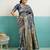 Grey banarasi art silk blend zari woven saree with unstitched blouse piece