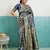 Grey banarasi art silk blend zari woven saree with unstitched blouse piece