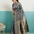 Grey banarasi art silk blend zari woven saree with unstitched blouse piece