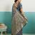 Grey banarasi art silk blend zari woven saree with unstitched blouse piece