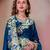 Teal blue sequin embroidered, cut work jimmy choo bollywood saree with blouse
