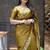 Mustard sequin embroidered, cut work satin silk bollywood saree with blouse
