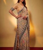 Premium poly cotton saree with traditional threadwork motifs