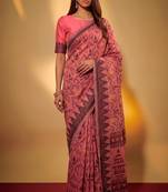 Premium poly cotton saree with traditional threadwork motifs