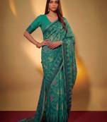 Premium poly cotton saree with traditional threadwork motifs