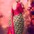 Tasar silk printed saree with contrast geometric border and designer pallu