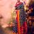 Tasar silk printed saree with contrast geometric border and designer pallu
