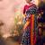 Tasar silk printed saree with contrast geometric border and designer pallu