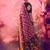 Tasar silk printed saree with contrast geometric border and designer pallu