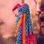 Tasar silk printed saree with contrast geometric border and designer pallu