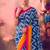 Tasar silk printed saree with contrast geometric border and designer pallu