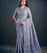 Cotton silk woven saree with traditional zari weaving border
