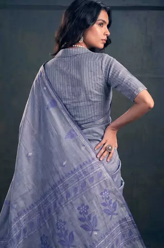 Cotton silk woven saree with traditional zari weaving border