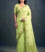 Cotton silk woven saree with traditional zari weaving border