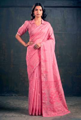 Cotton silk woven saree with traditional zari weaving border 1