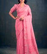 Cotton silk woven saree with traditional zari weaving border