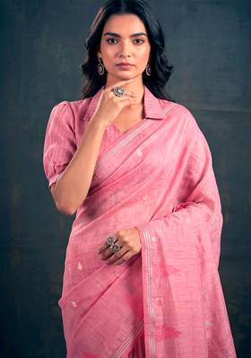 Cotton silk woven saree with traditional zari weaving border 2