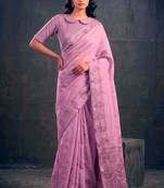 Cotton silk woven saree with traditional zari weaving border