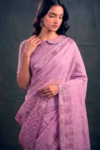 Cotton silk woven saree with traditional zari weaving border