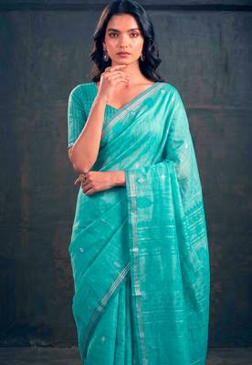 Cotton silk woven saree with traditional zari weaving border 2