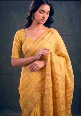 Cotton silk woven saree with traditional zari weaving border 2