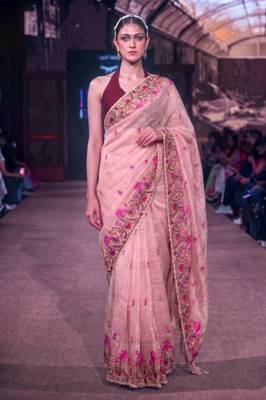 Women's kota tissue saree elegant threadwork & zari border detail 1