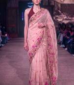 Women's kota tissue saree elegant threadwork & zari border detail
