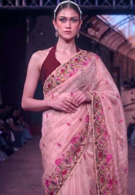 Women's kota tissue saree elegant threadwork & zari border detail 2
