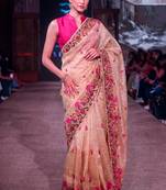 Women's kota tissue saree elegant threadwork & zari border detail