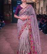 Women's kota tissue saree elegant threadwork & zari border detail