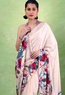 Women's satin silk saree with vibrant digital prints & elegant fluid drape 2