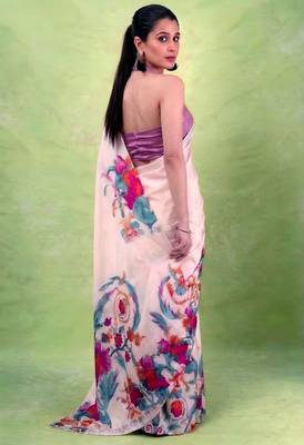 Women's satin silk saree with vibrant digital prints & elegant fluid drape 3