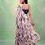 Women's satin silk saree with vibrant digital prints & elegant fluid drape