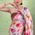 Women's satin silk saree with vibrant digital prints & elegant fluid drape