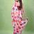 Women's satin silk saree with vibrant digital prints & elegant fluid drape