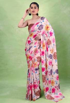 Women's satin silk saree with vibrant digital prints & elegant fluid drape 4