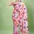 Women's satin silk saree with vibrant digital prints & elegant fluid drape
